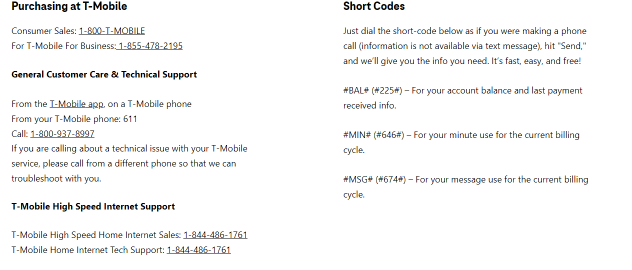 image of tmobile contact all the ways in a screenshot