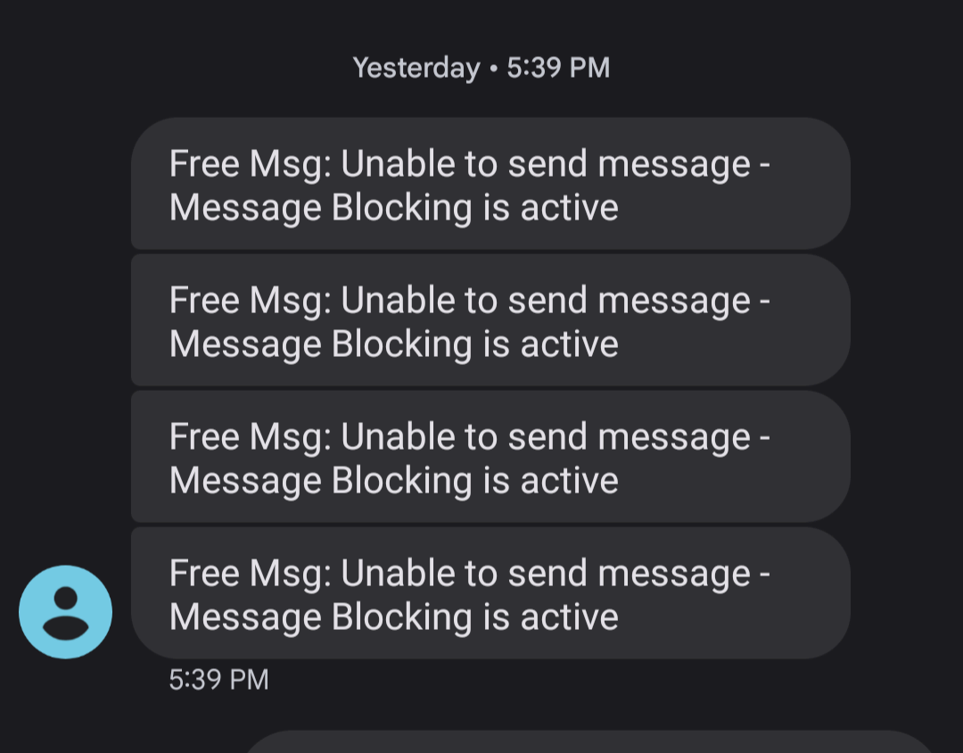 Tmobile is Unable to Send Message Message Blocking is Active
